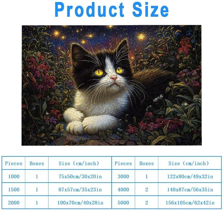 猫 パズル 1500ピース、大人向け 木製 1500ピース ジグソーパズル (87x57cm)、動物 Puzzle 美しい梱包箱付き