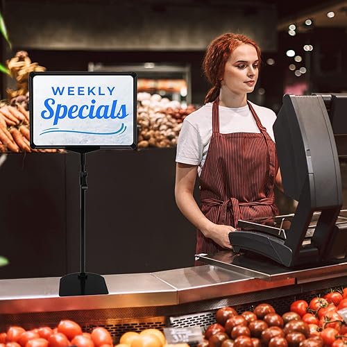 Miniatura 6 de BUTUNITA Soporte ajustable para póster de 8.5 x 11 pulgadas con marco abierto de aluminio a presión para mesa de piso de negocios de supermercado,