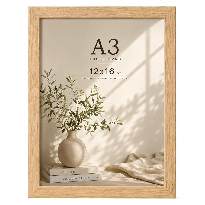 AbhiKalpya Art Studio A3 Size Photo Frame For Document, 12x16 inch Photo Frame, Certificate Picture Frame Wall Hanging For Home and Office Wall Decoration (Set of 1) (Beige)