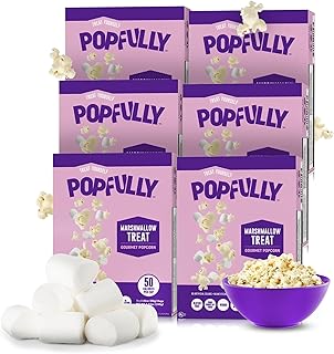 POPFULLY Marshmallow Microwave Popcorn - Sweet & Soft, Bulk Case for Movie Time Treats - 18-Pack