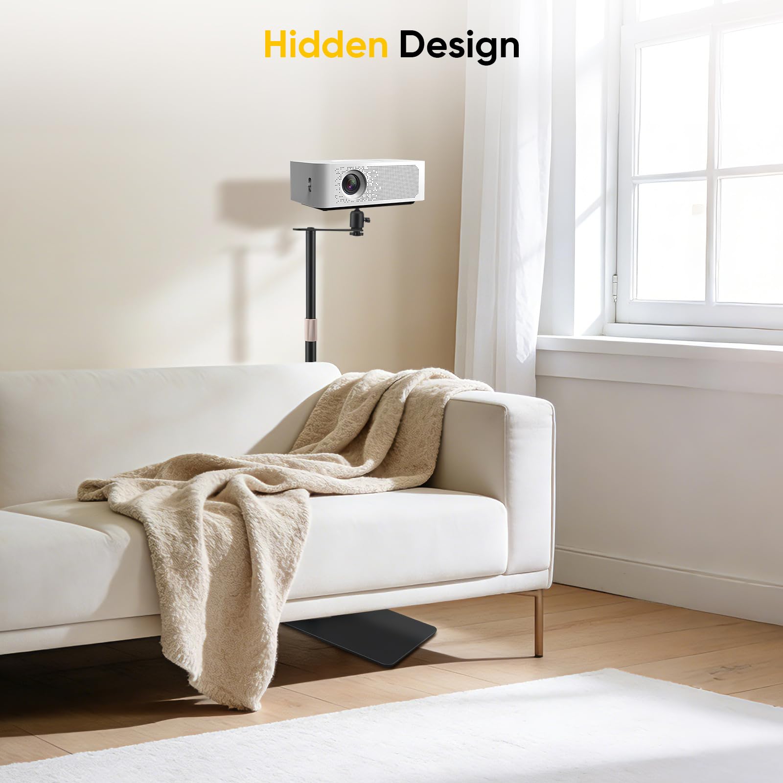 Support métallique pour vidéoprojecteur, avec rotation à 360°, canapé contre le mur, capacité de charge jusqu'à 5 kg, hauteur réglable de 30 à 130 cm, support de projecteur pour la maison, le
