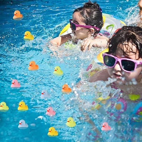 Miniatura 3 de 50 piezas de mini pato de goma multicolor de baño, chirridos y flotadores, pequeños patos de colores a granel, regalos de cumpleaños, incentivos