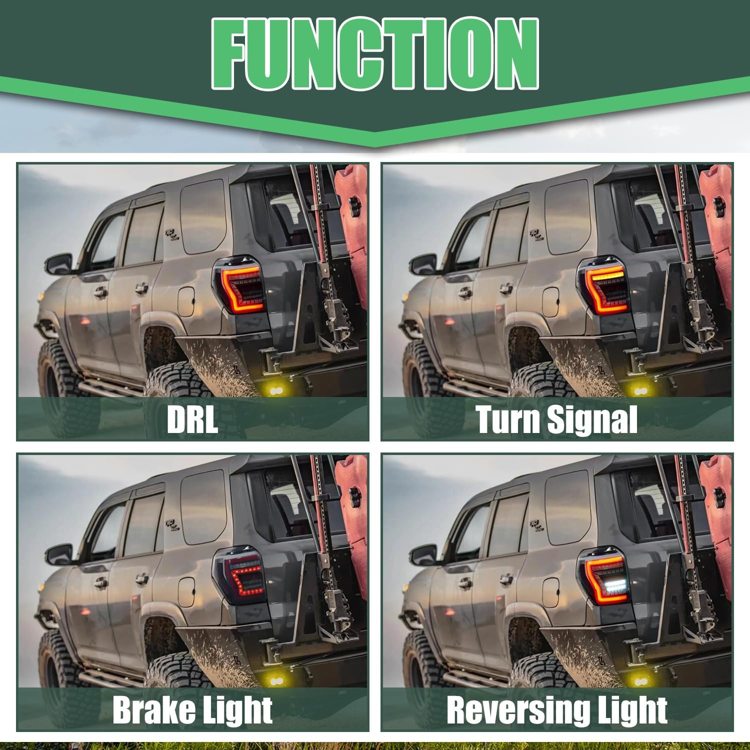 letsdate LED Tail Lights for Toyota 4Runner 2010-2024 TRD/Off-Road/SR5/Sport/Nightshade, Taillights Assembly for 4Runner 5th Gen with Sequential Turn Signal, Plug & Play (1 Pair)