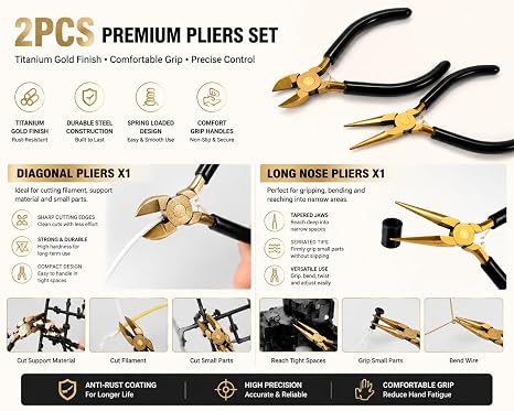 MAYJOY 3D Printer Tools Kit Essential with Tool Bag-3D Printing Accessories for Nozzle Cleaning, Model Removal & Finishing, Includes Cleaning Needles, Tweezers, Pliers, Engraving Knife, Deburring Tool