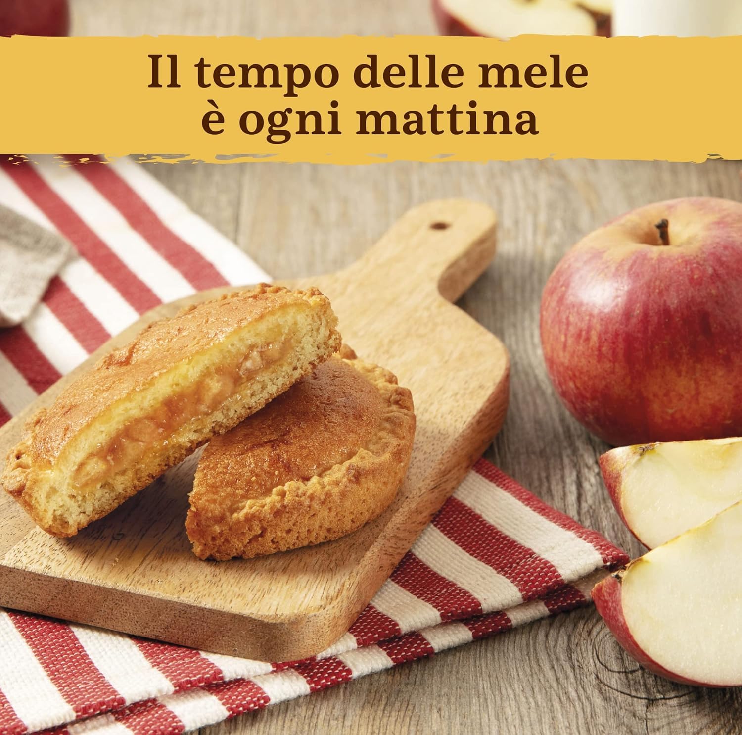 4x Mulino Bianco Tartelle Cuor di Mela - Törtchen, Mürbeteig mit 100% Italienischen Äpfeln - Kuchen Süßer Snack 288g (Jede Packung enthält 6 Snack) + Beni Culinari Kostenloser Schlüsselanhänger