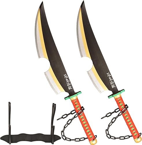 SV - Paquete de 2 espadas de anime Demon Slayer, espada de Uzui Tengen, para Cosplay, de 30.9 pulgadas