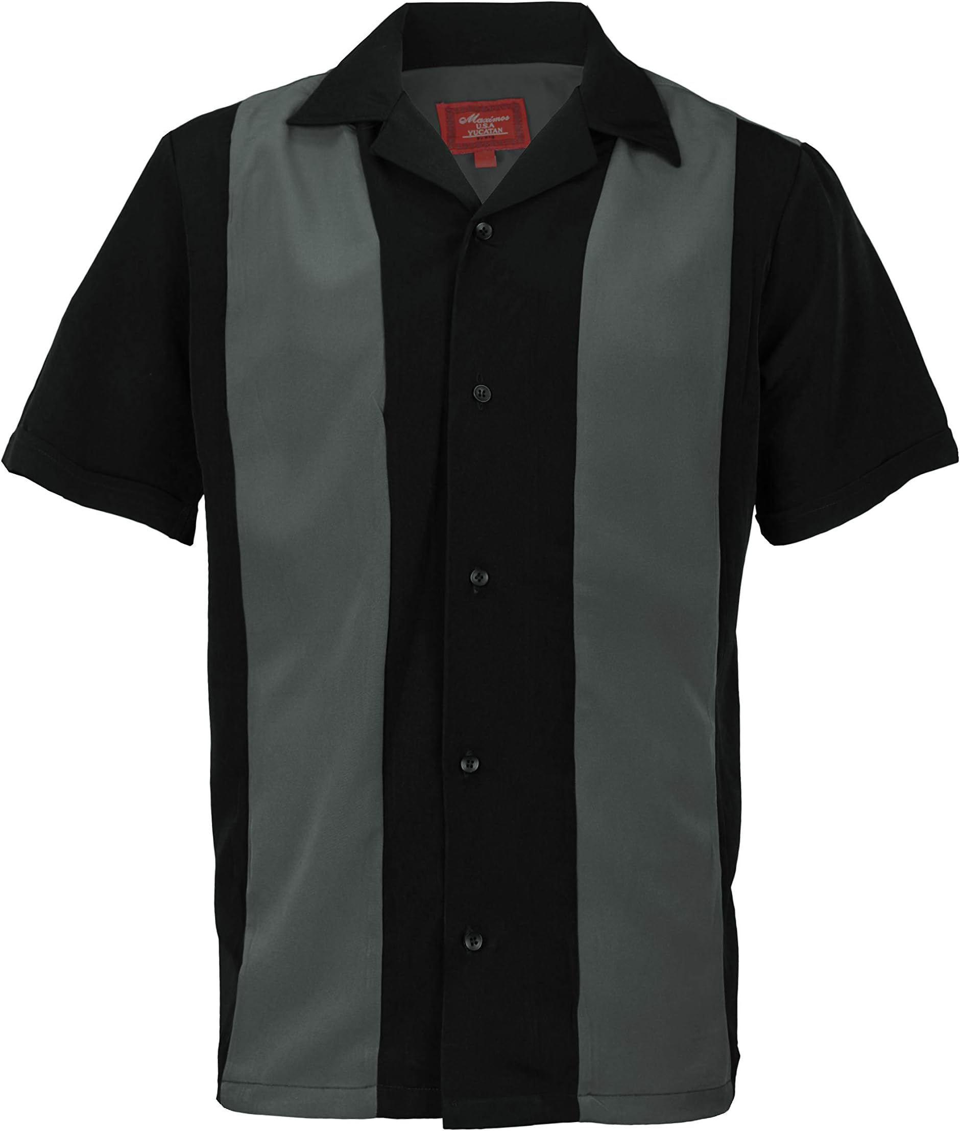 MaximosMen's Retro Classic Two Tone Bowling Casual Dress Shirt Charlie Sheen
