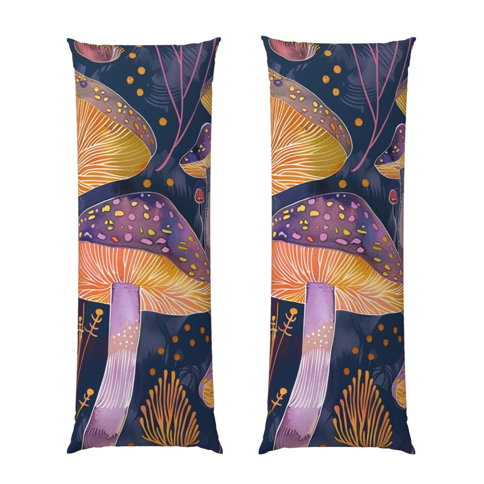 Body Pillow Cover 20x54 Inch, Bright Mushrooms Print Long Lumbar Pillow Case with Zipper Long Body Pillowcase Decorative for Bed Sofa Bedroom