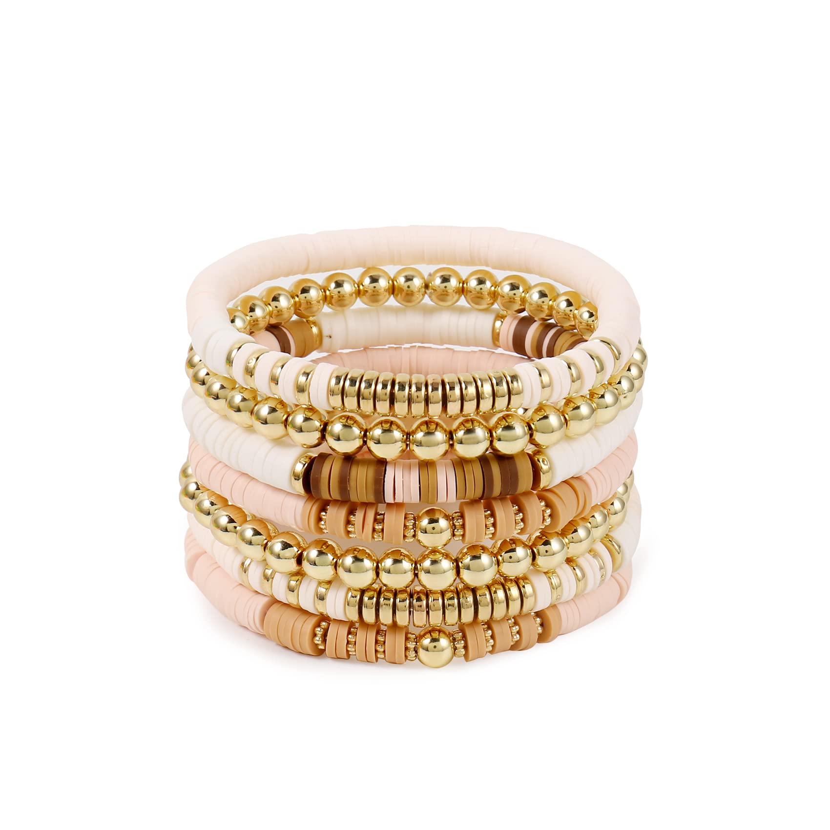 Elegance 11 designs Heishi Beaded Bracelets For Women Polymer Clay Colorful Surfer Stackable Beads Boho Bracelet Summer Beach Jewelry