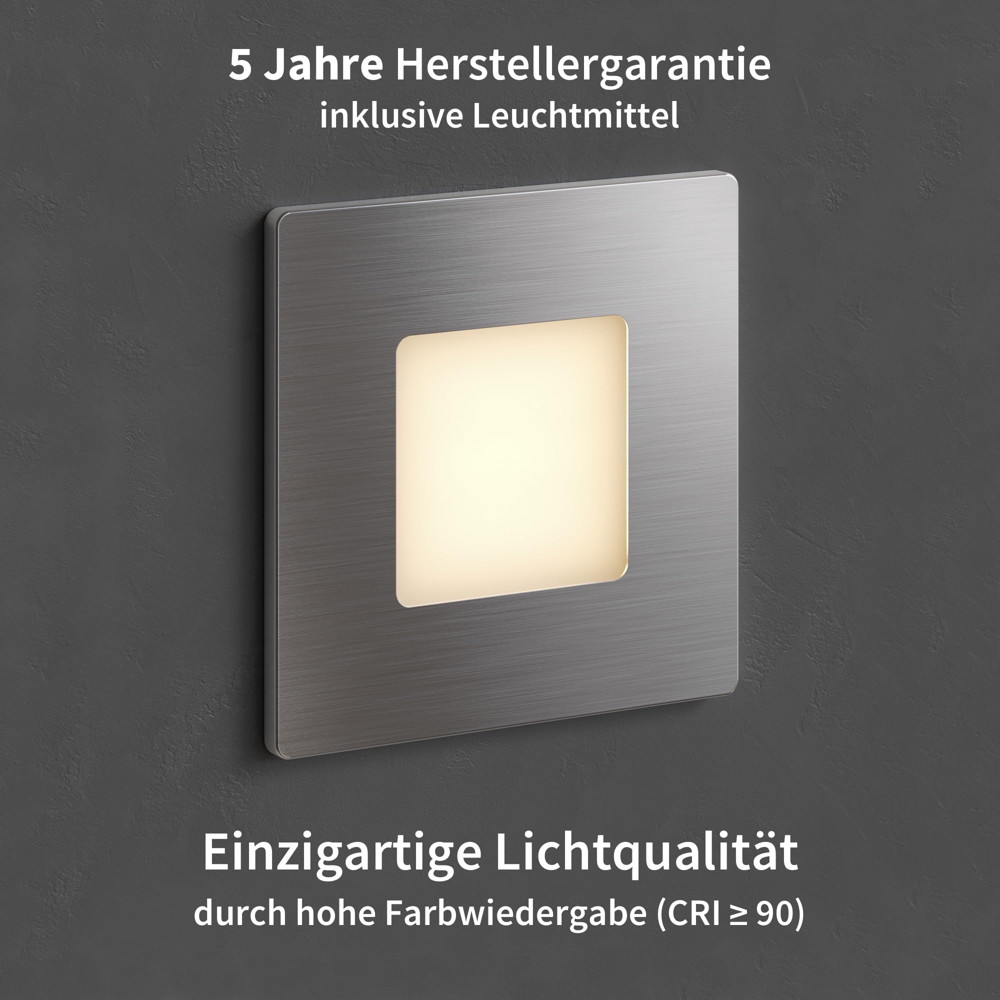 Scandinavian home 6er Set Wandeinbaustrahler I LED Treppenbeleuchtung 230V 1W Warmweiß außen IP65 I 100lm 3000K CRI90 I Edelstahl Treppenstufenbeleuchtung für Unterputzdosen/Gerätedosen 68mm