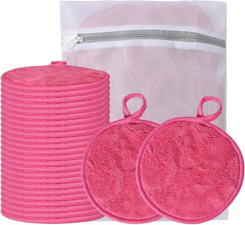 Panos reutilizáveis para remoção de maquiagem VIcolour, rosa, 12,7 cm, pacote com 24