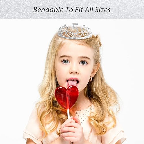 Miniatura 5 de MEANT2TOBE Banda y tiara de cumpleaños número 5 para niñas, fabulosa banda con purpurina + estrellas de diamantes de imitación, tiara de metal