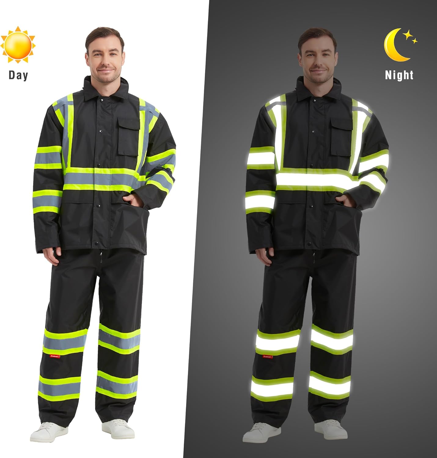 ProtectX High Visibility Waterproof Rain Gear for Men and Women, Hi Vis Reflective Safety Rain Jacket and Pant Suits Workwear - Image 5