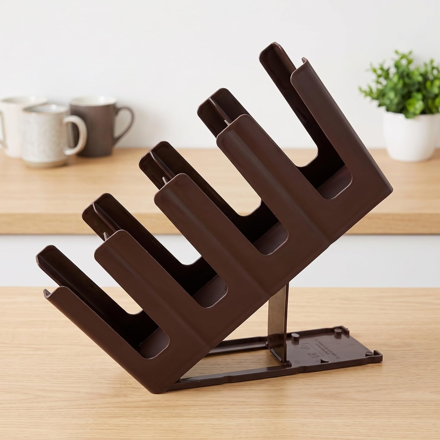 Coffee Cup Organizer Stand with 4 Compartments Plastic Black