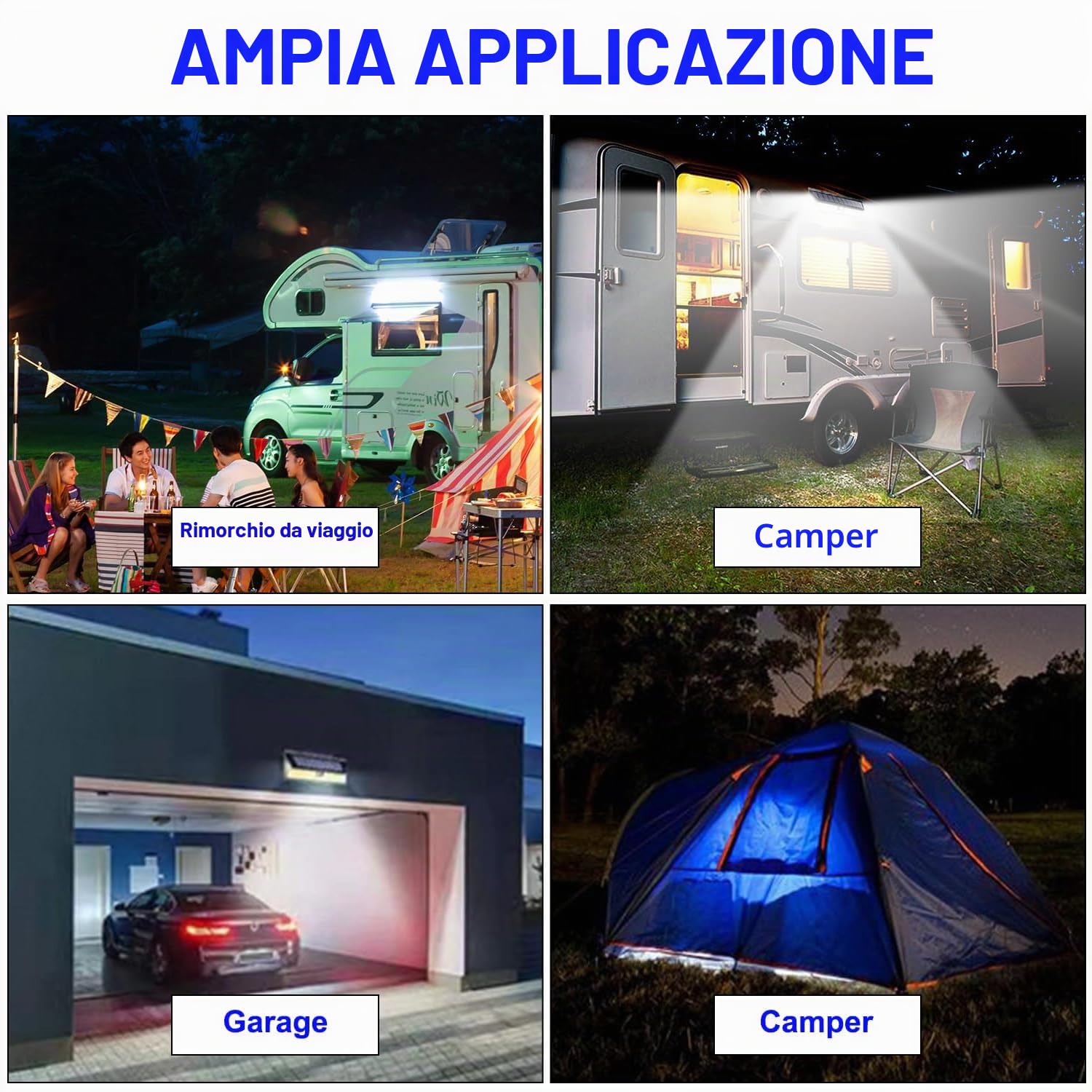 Unifizz Lampada solare per camper con sensore di movimento, 118 LED, impermeabile, per viaggi in camper, rimorchi da viaggio