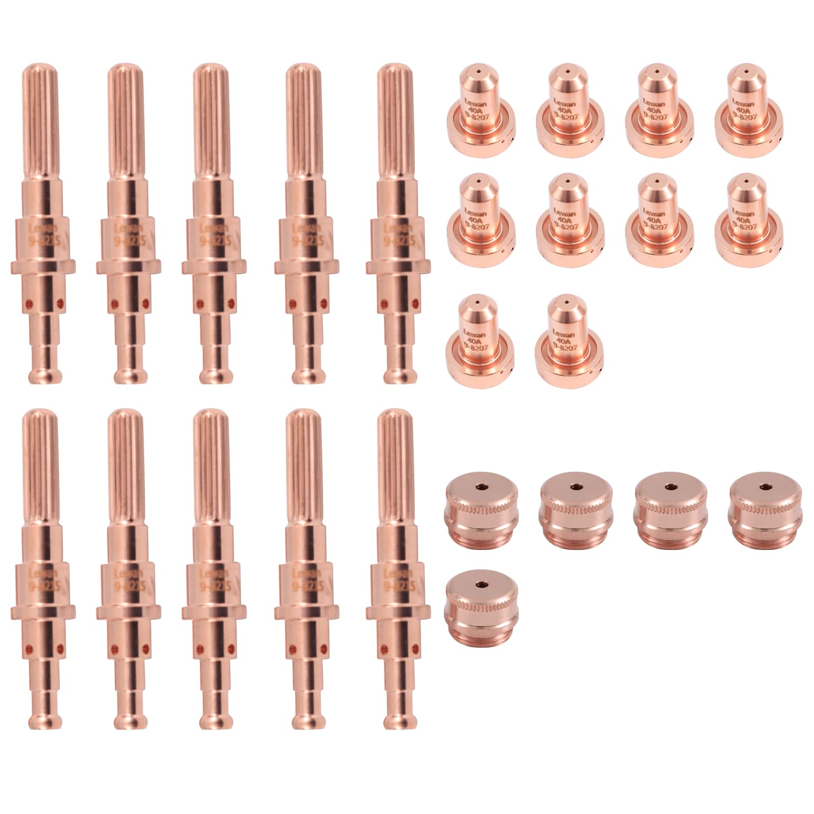Lewan10Pcs 9-8215 Electrode & 10 Pcs 9-8207 Nozzle Tips & 5Pcs 9-8245 Shield Cap 40A fit Thermal Dynamics SL60/SL100 Plasma Cutting Torch Consumables