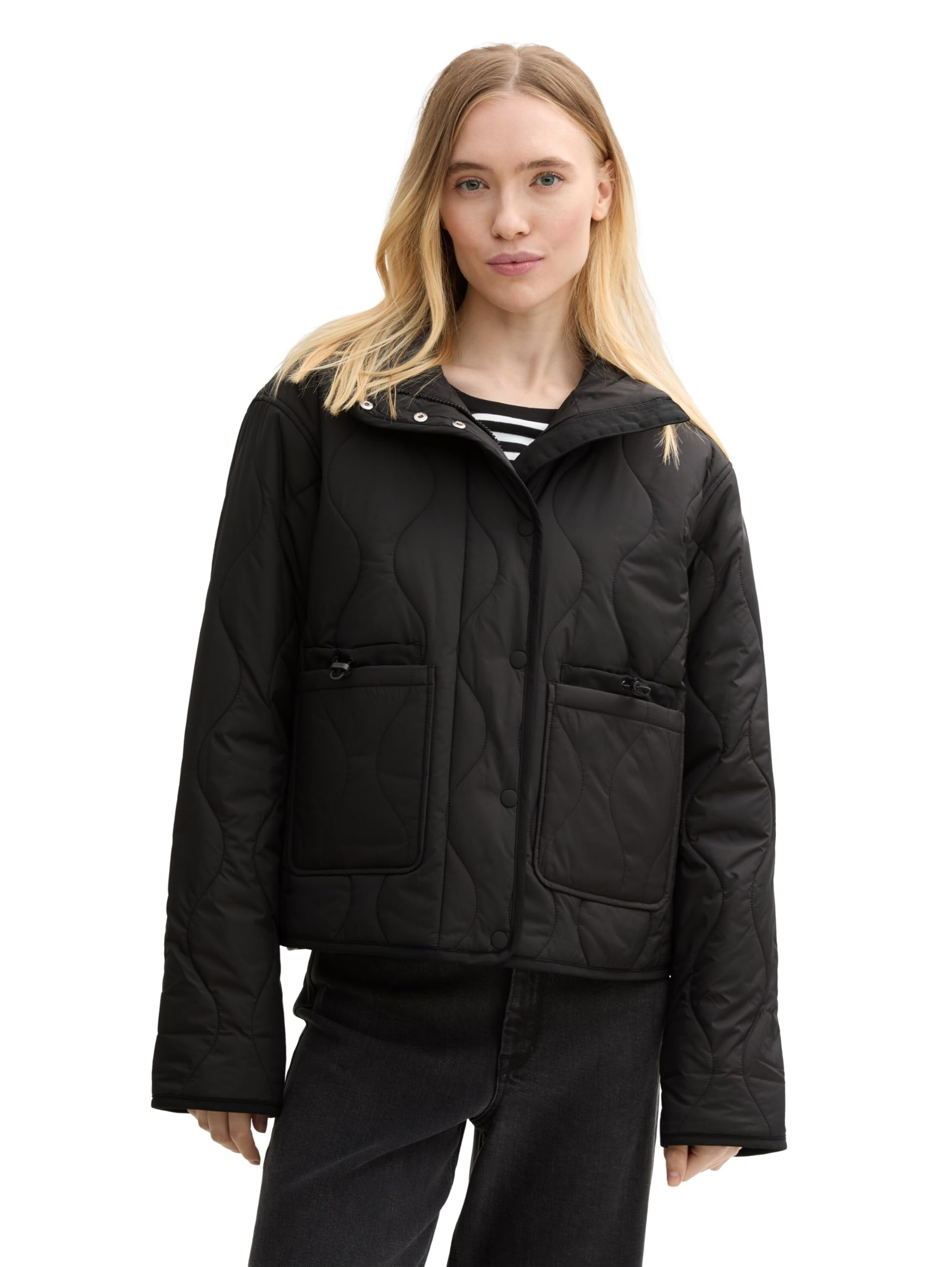 TOM TAILOR Denim Women's 1044454 Jacket, 14482-Deep Black, XL