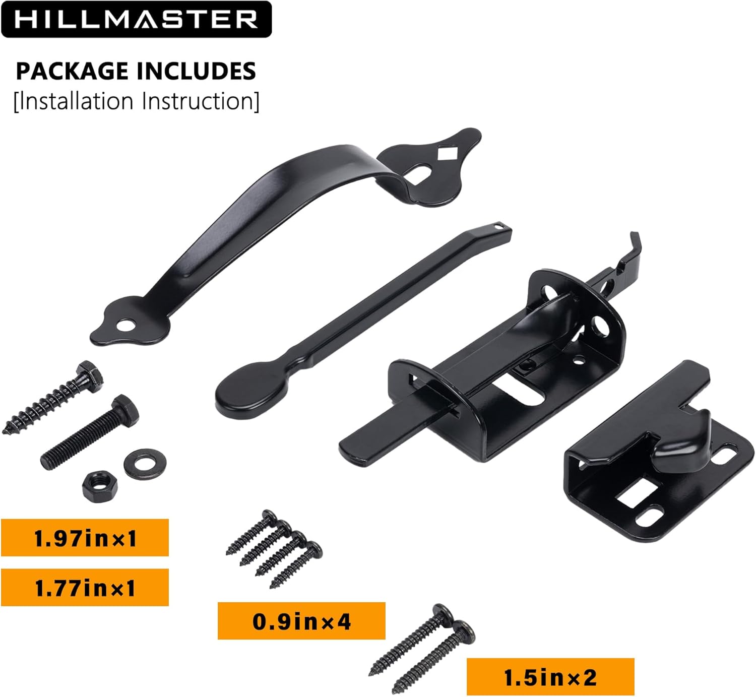 HILLMASTER Thumb Gate Latch for Wooden Fence,Self Locking Thumb Latches Fence Latch with 9in Gate Handle,Heavy Duty Door Latch Gate Hardware Kit for Outdoor Garden,Metal Gate,Vinyl Fence,Black Finish