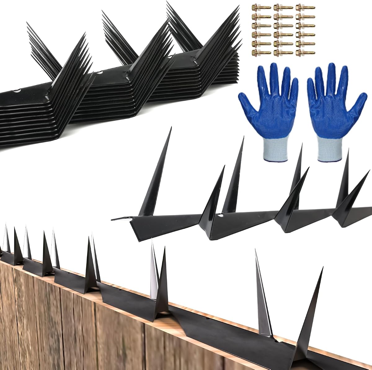 Anti - Climbing Fence Metal Spikes Used for Outdoor Walls and Garden Fences to Deter Thieves Invaders and Ferocious Beasts Black Sturdy and Durable (Small Size Black)