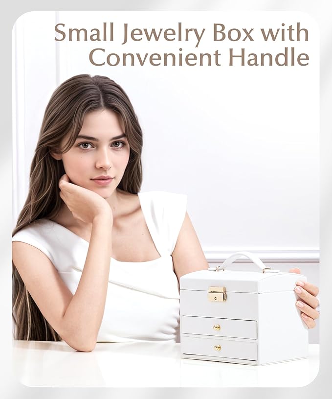 Caja Joyero 3 Capas con Cerradura Organizador para Anillos C miniatura 4