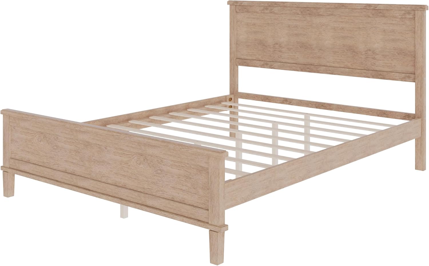 Leisure Zone Mid-Century Platform Bed Frame Full Size with Headboard, 10-Slat Support No Box Spring Needed, Under-Bed Storage, Easy Assembly, Antique Seadrift