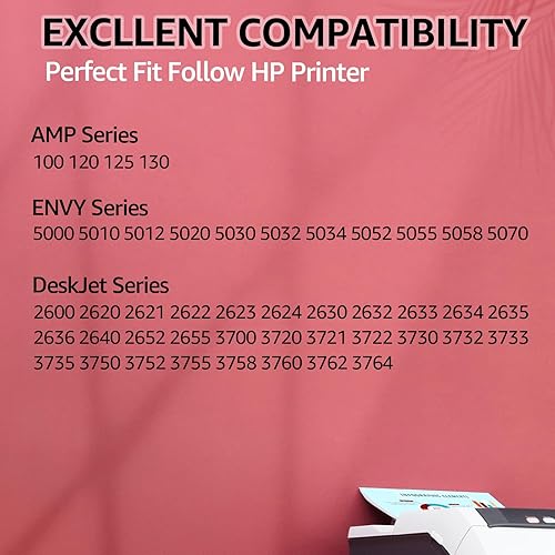 Miniatura 2 de Cartucho de tinta remanufacturado de repuesto para 65 65XL N9K04AN compatible con HP Envy 5055 5058 5052 DeskJet 3755 2622 2655 2624 2652 3720 3721
