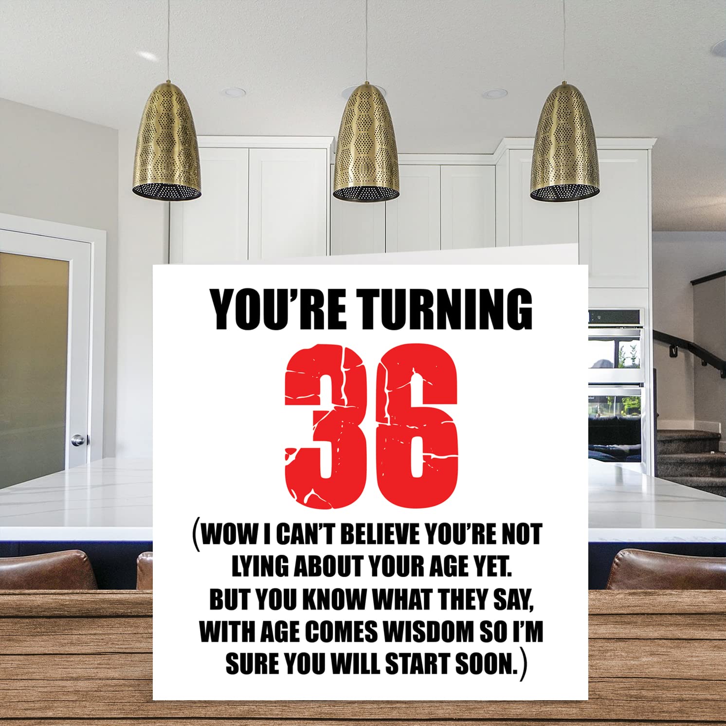 Lustige Geburtstagskarte Zum 36. – „The One Where“ Design, 145x145 Mm, Blanko Innen