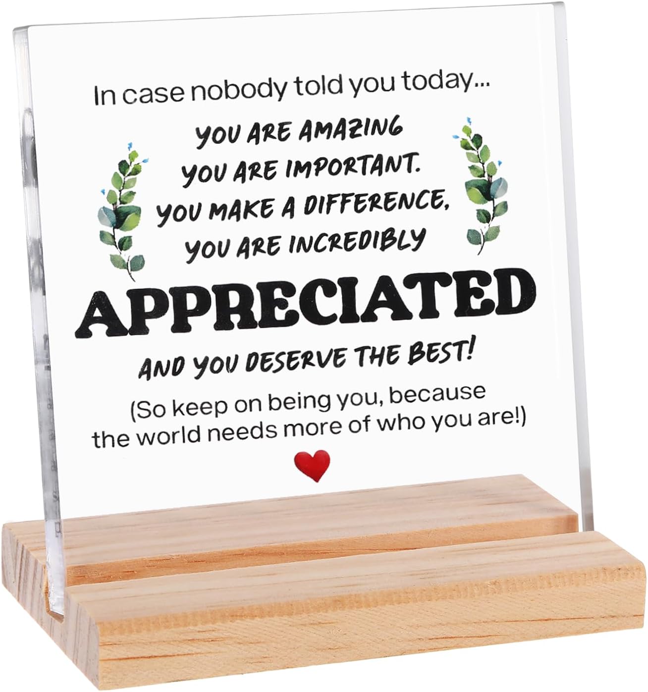Thank You Gifts for Women Men,Motivational Quote Office Desk Decor Acrylic Sign with Wooden Stand,Appreciation Gifts for Coworker