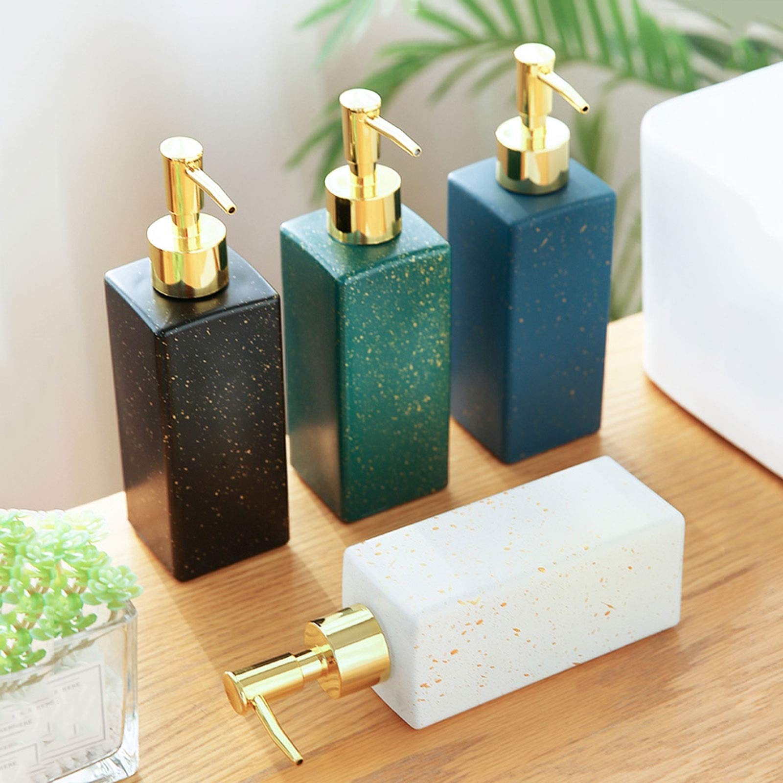 Dispenser di sapone in vetro per doccia – Qualità premium, formato grande, adatto sia per ciotola che per impugnatura, ideale per cucina e bagno, per oli essenziali e lozioni trasparenti (Colore: B)