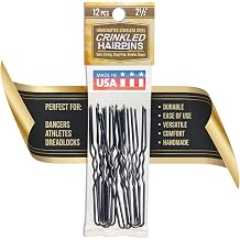 Crinkled Stainless Steel Heavy Duty Snagless Hairpins Pack of 12 Handmade Hair Pin 2 1/2 Inch
