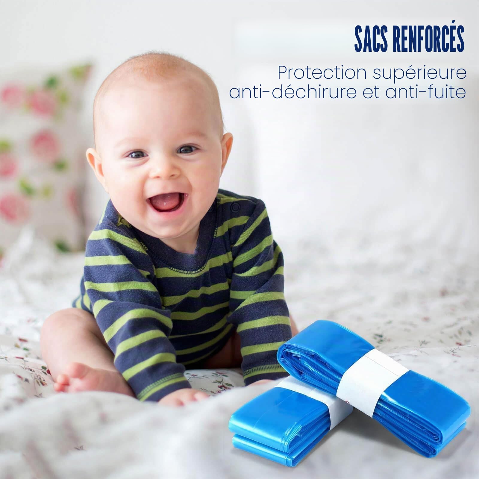 Lot de 12 sacs de recharge pour poubelle à couches compatibles avec les cartouches Genie, Angelcare, Tommee Tippee, Twist & Click et Spross