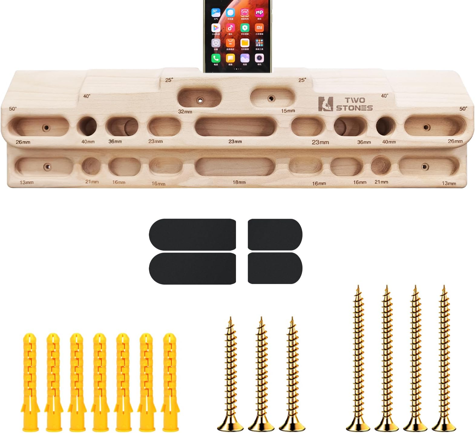 TWO STONES Climbing Fretboard Door Mounted Training Station as Climbing Hangboard Climbing Pull-Up Bar Climbing Pull-Up Board Climbing Climbing Board for Hanging Exercises and Finger Strength Training