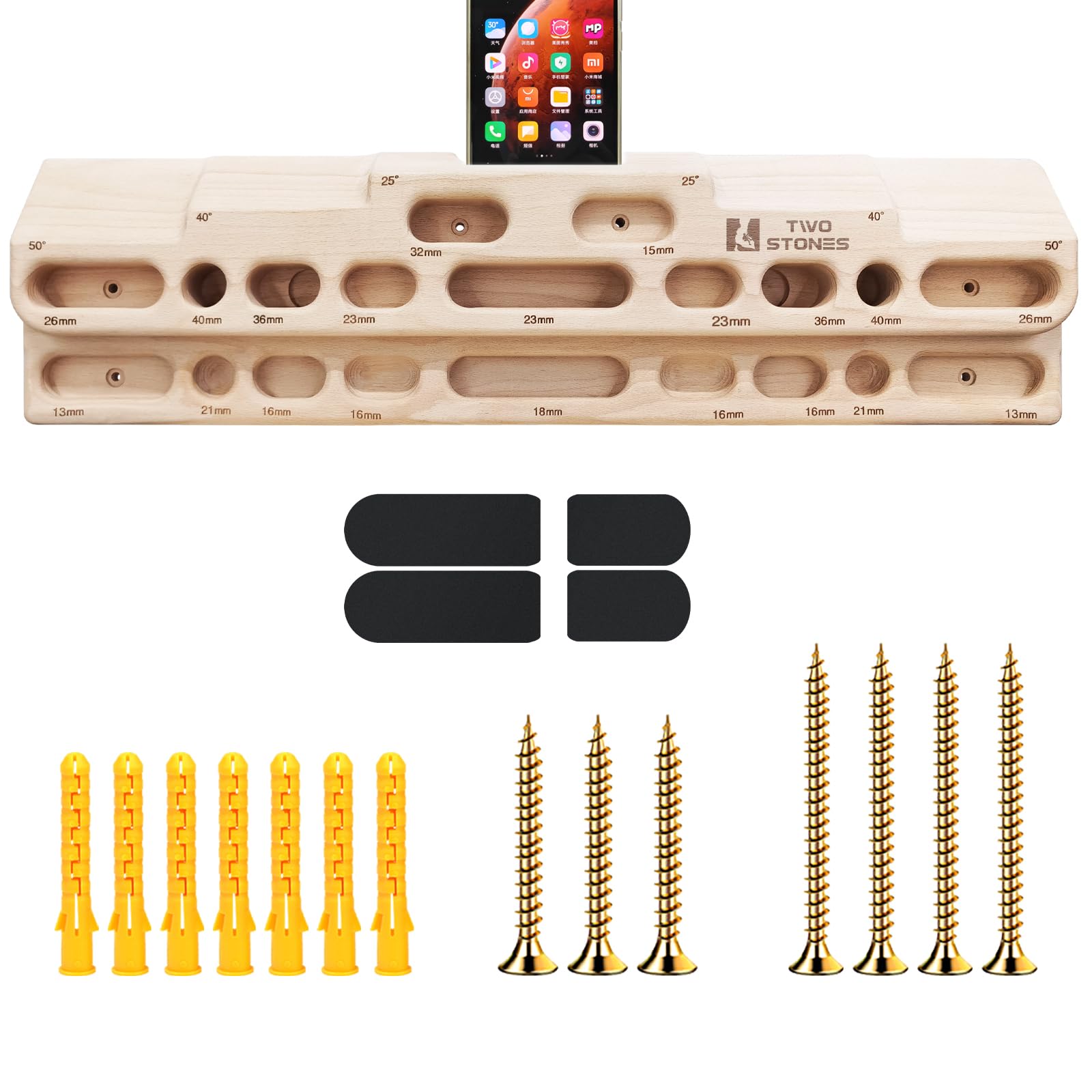 TWO STONES Stazione di Allenamento per Arrampicata su Porta con Tastiera per Arrampicata su Roccia, hangboard per Arrampicata su Roccia, Barra per trazioni, tavola per Arrampicata su Roccia per