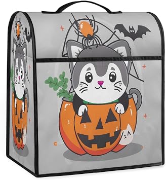 Kitchen Mixer Cover Cute Cat Pumpkin Spider Stand Mixer Cover 6-8 Quart Fits All Tilt Head Coffee Maker Dust Cover with Pockets for Accessories