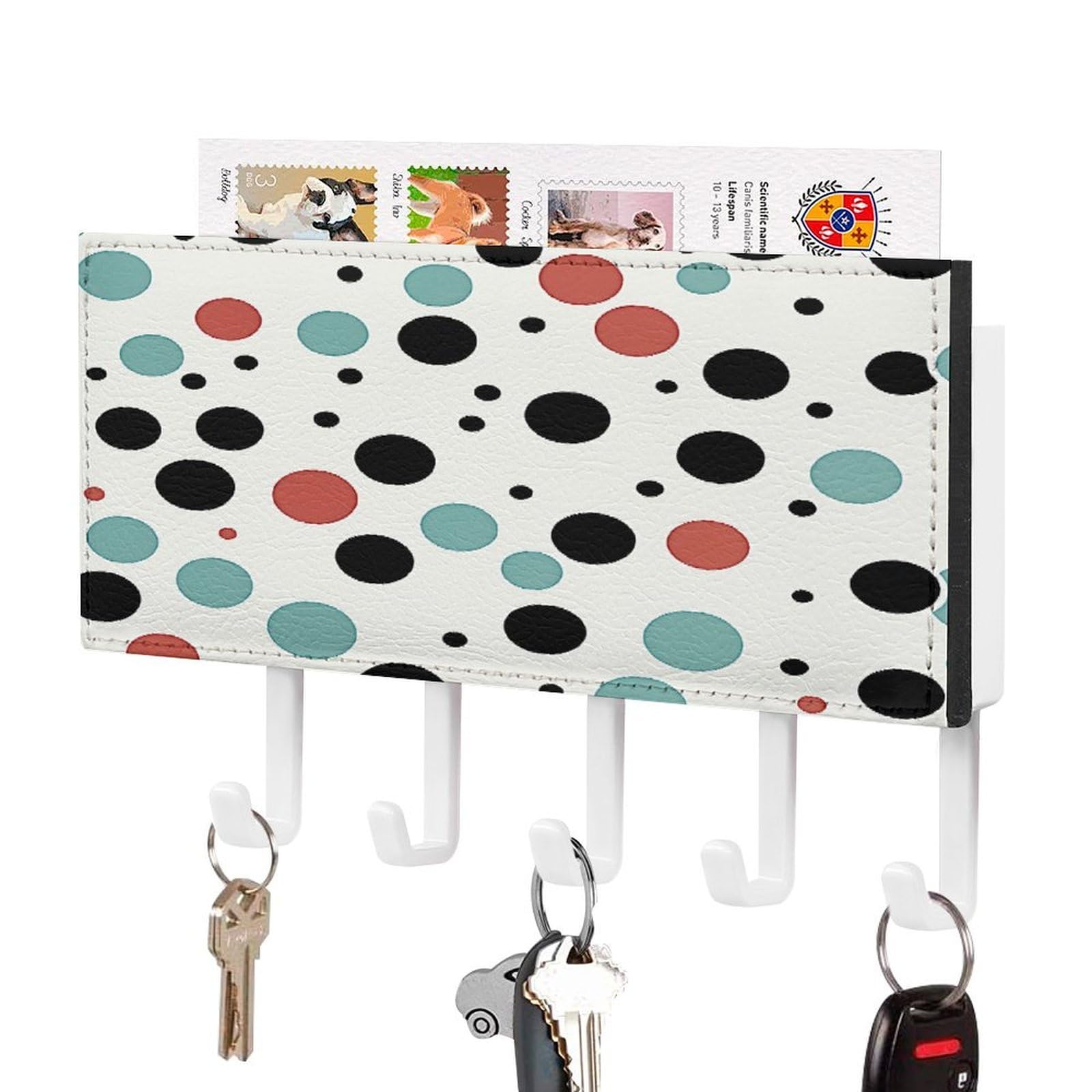 Soporte de pared con diseño de lunares organizador de correo para cocina
