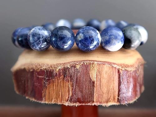 Miniatura 7 de Sodalite Bracelet 8mm Blue White Round Stretch Genuine Gemstone Crystal Healing Handmade Holiday Casual Style