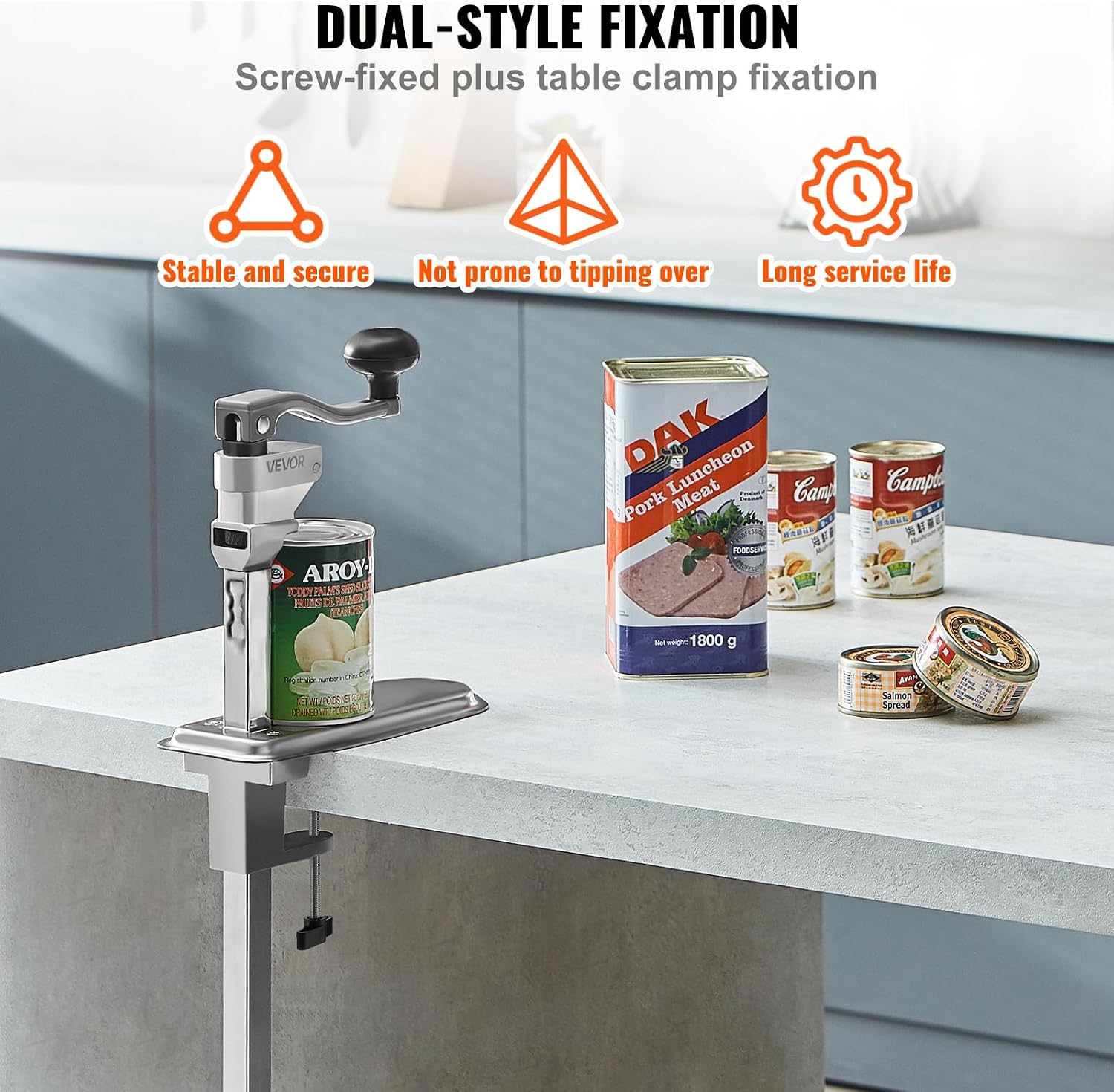 VEVOR Commercial Can Opener, Heavy-Duty Manual Tabletop Cans Opener for Cans Up to 15.75 in Height, Height-Adjustable Can Openers Fixed with Screws & Table Clamp, for Restaurant, Hotel, and Food Store image 4