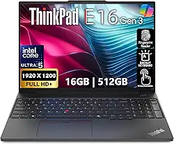 Lenovo ThinkPad E16 Gen 3, tela FHD + de 16 polegadas, Intel Ultra 5 225U, 16 GB DDR5 RAM, SSD PCIe de 512 GB, impressão digital, teclado retroiluminado, WiFi 6E + BT, RJ-45, webcam 1080p, Win 11 Pro