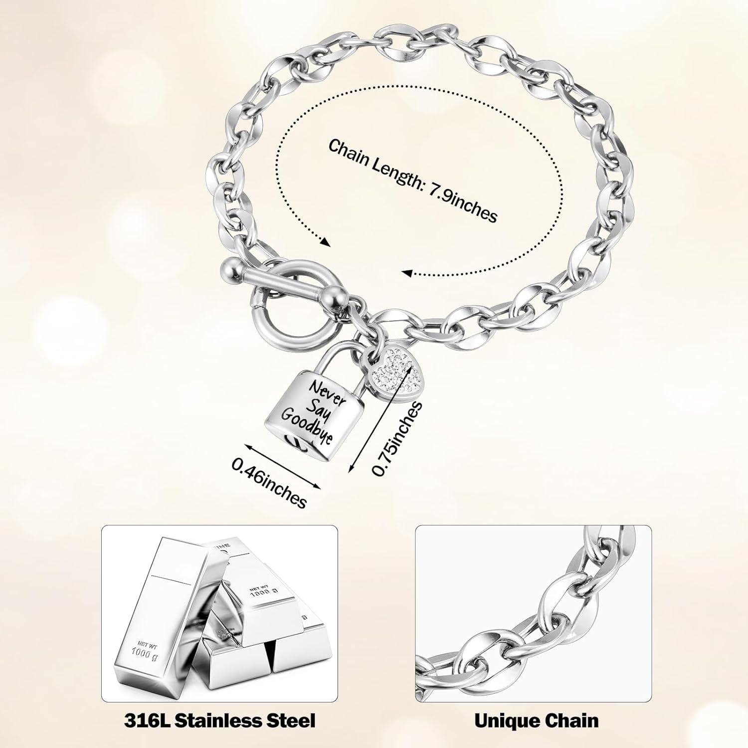 Urn Bracelet for Ashes Stainless Steel Locket Bracelet for ashes OT Buckle Cremation Jewelry for Ashes Memorial Gift - Image 3