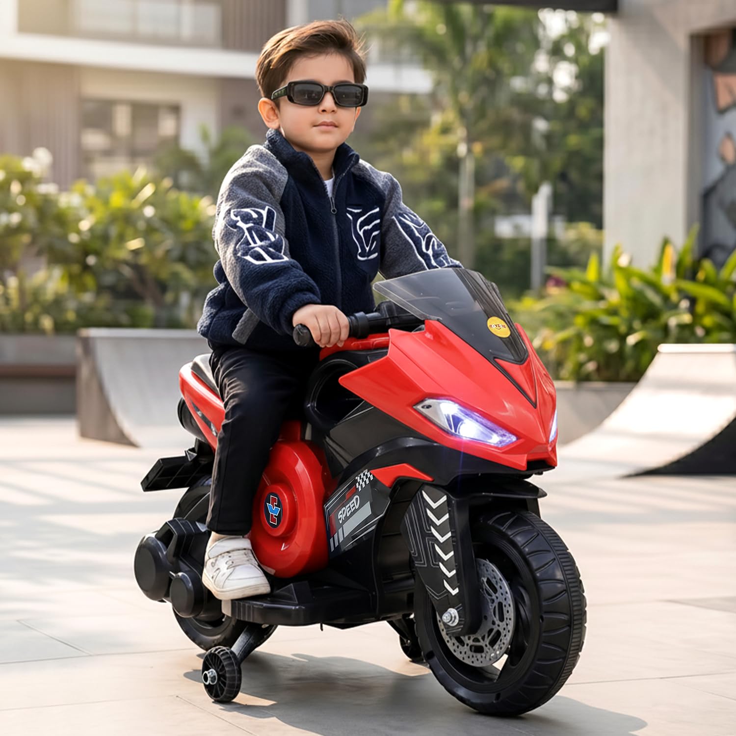 Toyzone Speed Electric Bike (Red) | 6V Rechargeable Bike for Kids with 4.5Ah Battery | LED Lights, Music, MP3/USB/BT | Smooth Acceleration | 6M Battery Warranty | Age 2-8 Years, Upto 35 kg-image-46