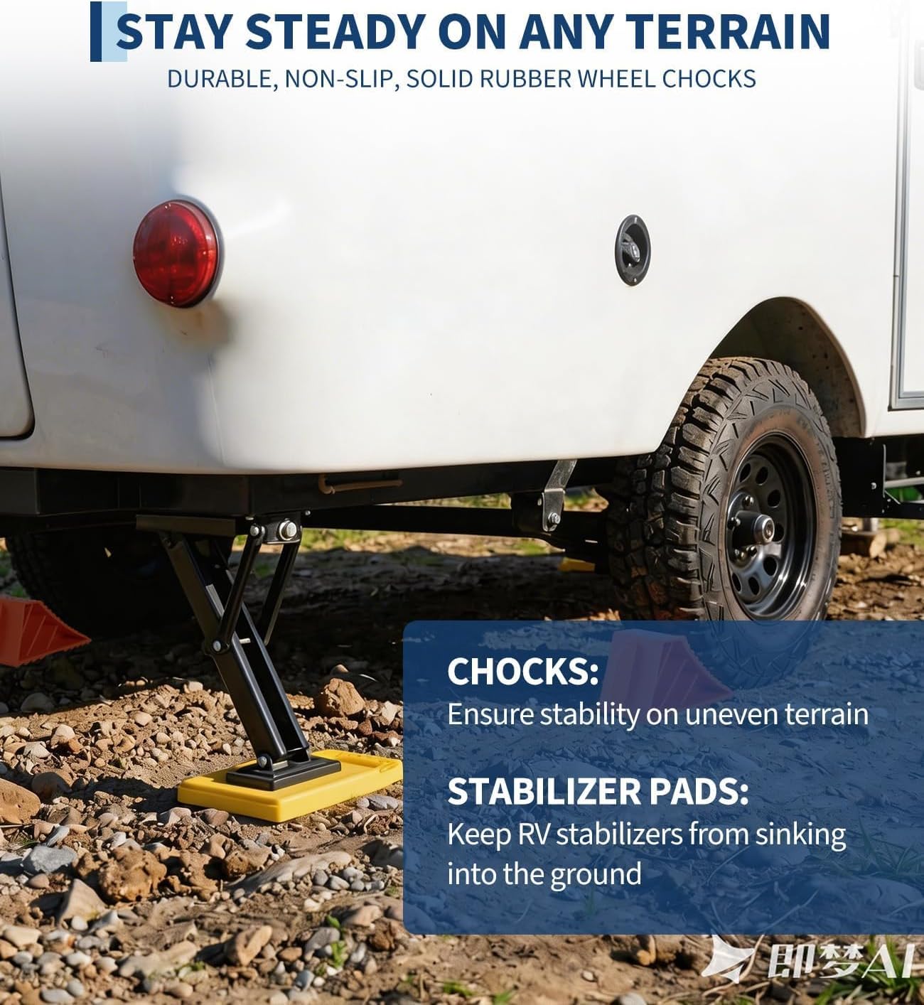 13PCS Heavy Duty RV Leveling and Stabilization Kit – Two Axle Levelers, Hitch Stand, Stabilizer Pads, Jack & Wheel Chocks – Exterior Leveling Basics for Travel Trailers