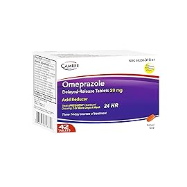 Camber Omeprazole 20mg Delayed-Release Tablets, Heartburn and Acid Reducer Reflux Medicine (42 Count)