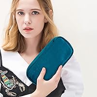 Vista 5 de Brochas de maquillaje, kit de maquillaje 10 piezas, juego de brochas de maquillaje azul con estuche para maquillaje