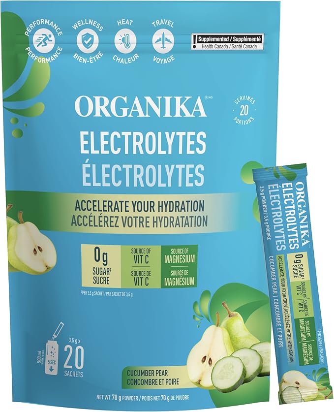 Organika Electrolytes Powder Cucumber Pear Sachets On the Go
