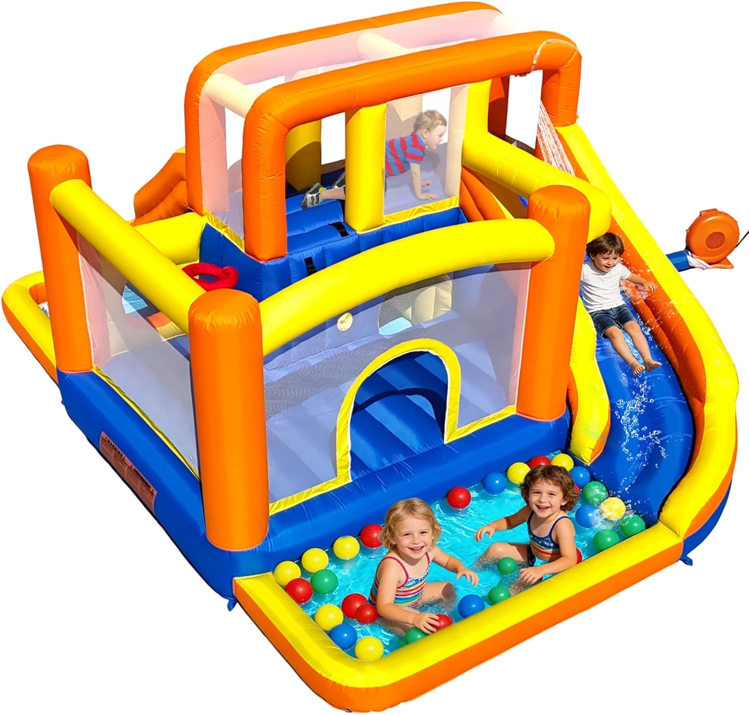 HuaKastro 16.5x11FT Large Water Bounce House for Big Kids with Double Separate Long Slides, 2 x Water Pools, 2 x Climbing Walls, 2 x Crawl Tunnels - for Kids Party Easter Event