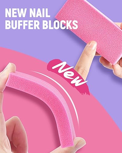 Miniatura 4 de MORGLES Kit removedor de cutículas, lima de uñas 100180 y bloques de pulidor de uñas, 1 aceite de cutícula rosa y herramientas profesionales de