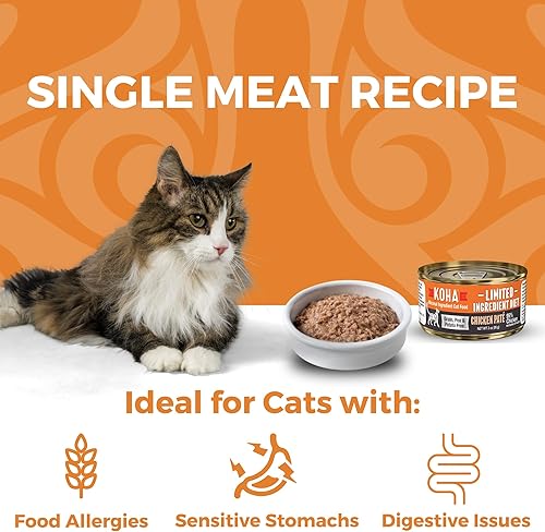 Miniatura 8 de KOHA Paté de pavo de dieta de ingredientes limitados para gatos, comida húmeda para gatos de una sola carne para estómagos sensibles, comida para