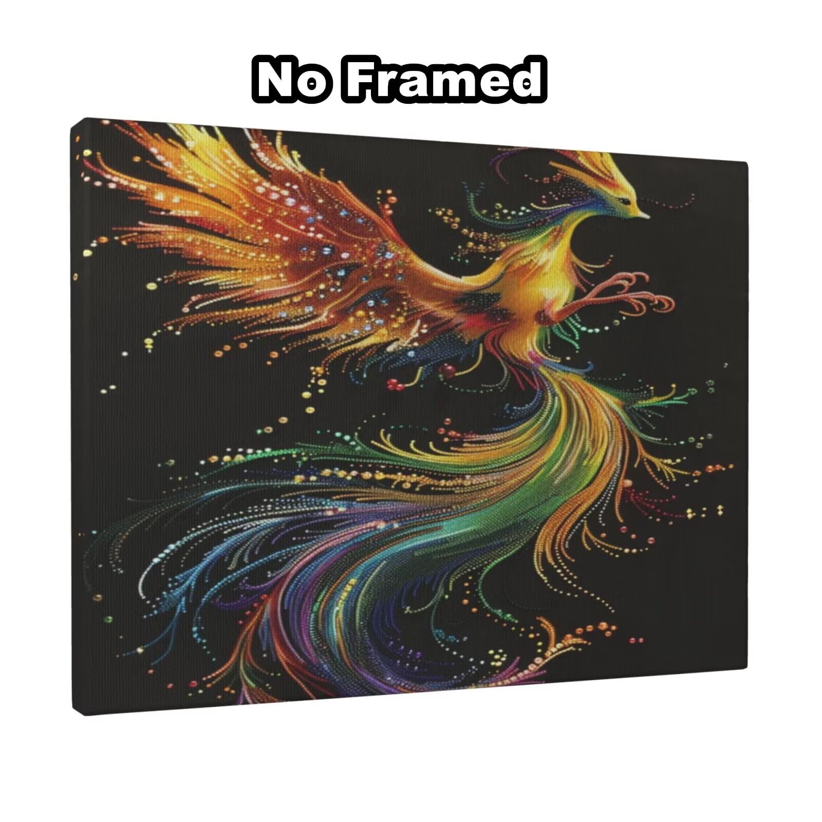 Kit per pittura con numeri per adulti, motivo: uccello, fenice per principianti, pittura acrilica con 6 pennelli, pittura ad olio per decorazione da parete (100 x 75 cm, senza cornice) MK27