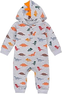 HenzWorld Baby,Clothing,Baby Boys 0-24m,Sleepwear & Robes,Sleepsuits HenzWorld Baby Boys Animal Hooded Romper Dinosaur Outfits Long Sleeve Bodysuit Winter Hoodie Pajamas Cotton Jumpsuit Sleepsuit Soft Onesies Buttons Clothes