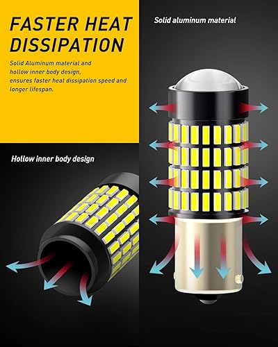 Miniatura 29 de Auxito Focos LED 3157 mejorados, rojo, 500% más brillantes, 3056, 3156, 3057, 4157, chip 102-SMD, proyector para luces de freno, freno trasero